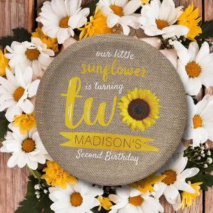 Assiettes En Carton Petite tournesol 2e plaque papier d'anniversaire