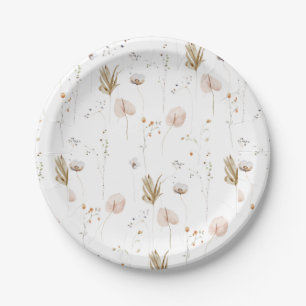 Assiettes En Carton Petites fleurs sauvages Champ Motif d'aquarelle