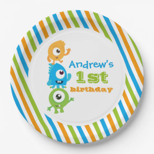 Assiettes En Carton Petites plaques d'anniversaire monstrueuses
