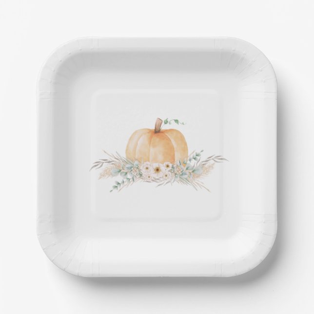 Assiettes En Carton Petites plaques de papier Baby shower Citrouille (Recto)