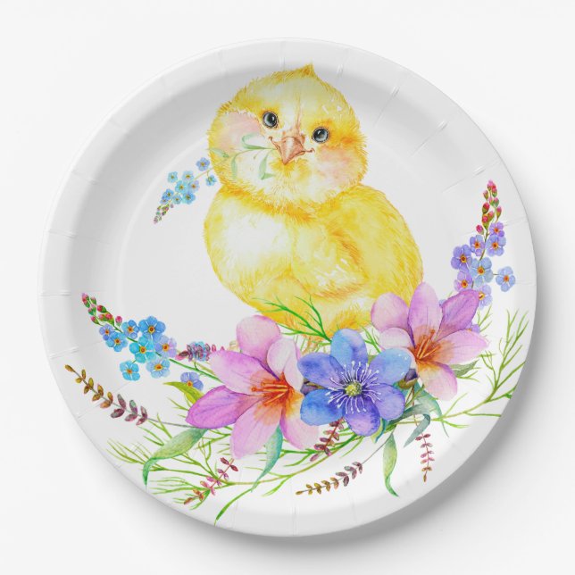 Assiettes En Carton Petites plaques de papier baby shower fleuri en ch (Devant)
