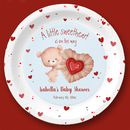 Assiettes En Carton Petites valentines amoureuses Baby shower bleu rou