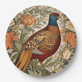 Assiettes En Carton Pheasant Vintage Floral William Morris Inspired 