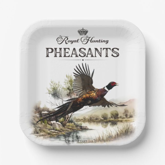 Assiettes En Carton Phéasants, Chasse royale (Recto)