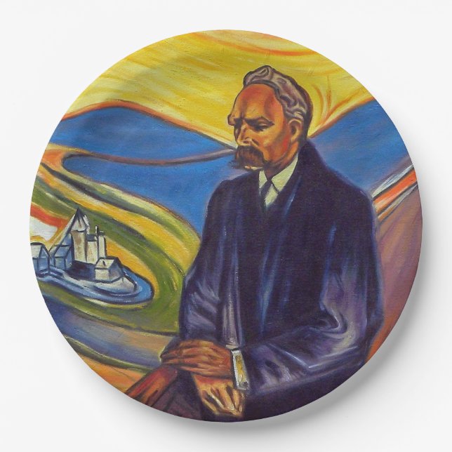 Assiettes En Carton Philosophe Friedrich Nietzsche (par Edvard Munch) (Devant)