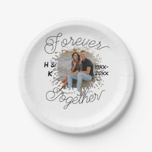 ASSIETTES EN CARTON PHOTO ANNIVERSAIRE DE COUPLE POUR TOUJOURS ANNÉE