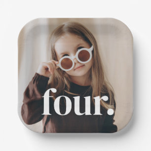 Assiettes En Carton Photo d'anniversaire 4 ans - quatre