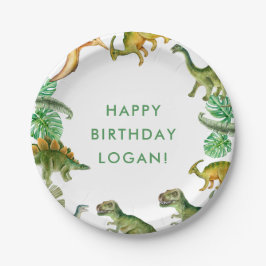 Assiettes En Carton Photo de fête d'anniversaire de Dinosaur