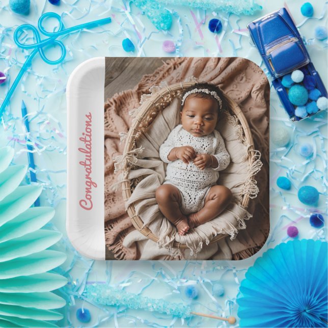 Assiettes En Carton photo de la petite fille rose (Fête)