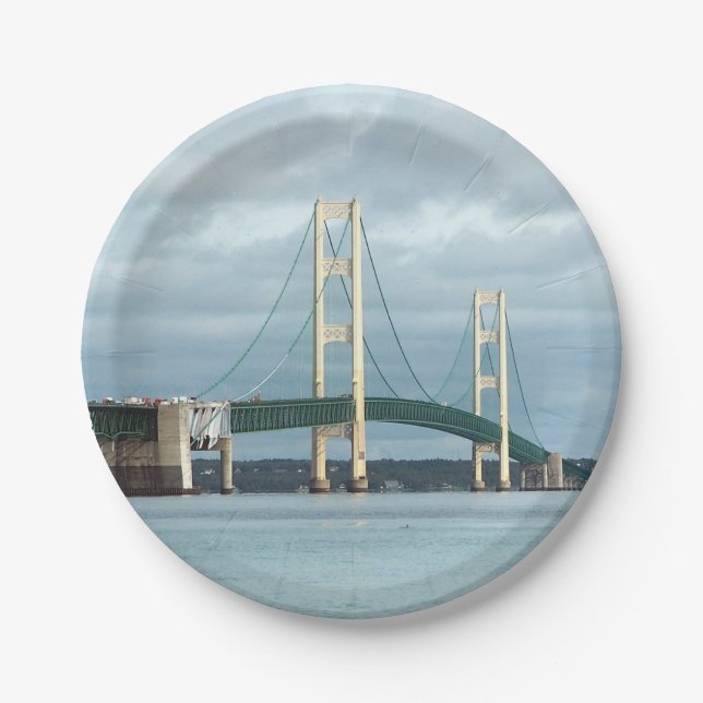 Assiettes En Carton Photo du pont Mackinac du Michigan (Devant)