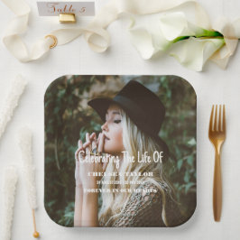 Assiettes En Carton Photo Funérailles Modernes Célébration de la Vie M