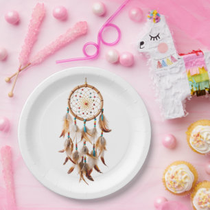 Assiettes En Carton Photos de la tribu des Boho Dreamcatcher