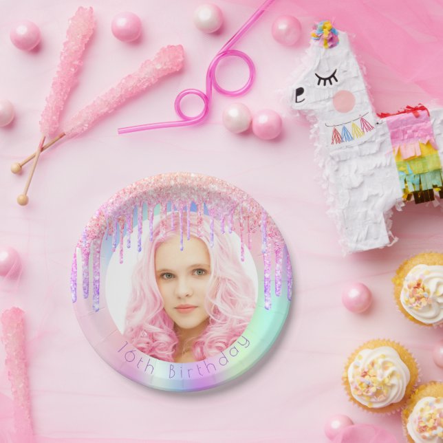 Assiettes En Carton Photos holographes photos d'anniversaire gouttes r (Fête)
