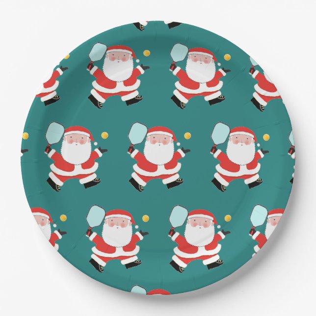 Assiettes En Carton Pickball Noël Plaque de papier de Noël (Devant)