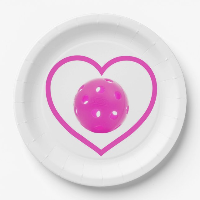 Assiettes En Carton Pickleball amour pink pickball sport rose (Devant)