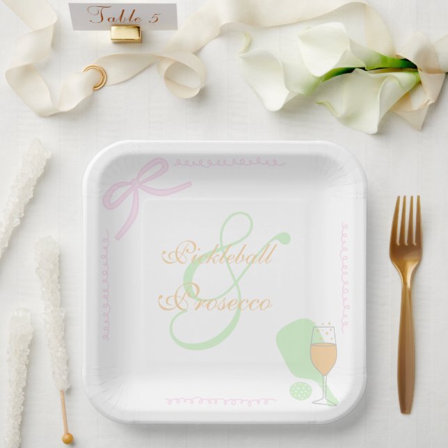 Assiettes En Carton Pickleball and Prosecco Bridal Shower (Mariage)