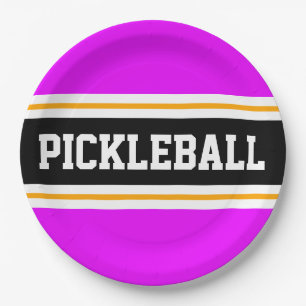 Assiettes En Carton PICKLEBALL Athlétisme Tropical rose noir rayures