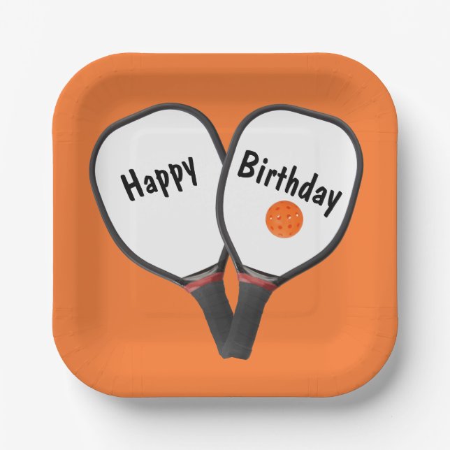 Assiettes En Carton Pickleball et paddle d'anniversaire (Recto)