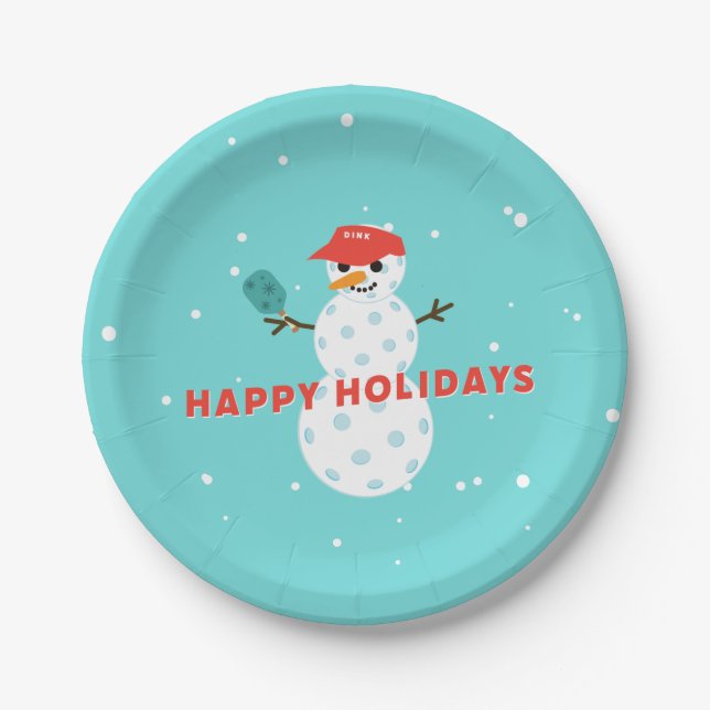 Assiettes En Carton Pickleball Fête Humoristique Snowman Plate (Devant)