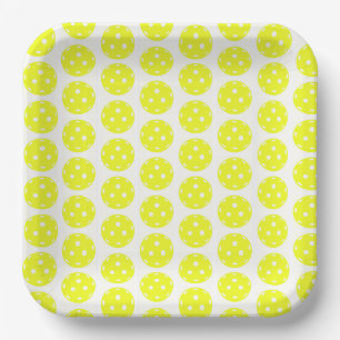 Assiettes En Carton Pickleball jaune