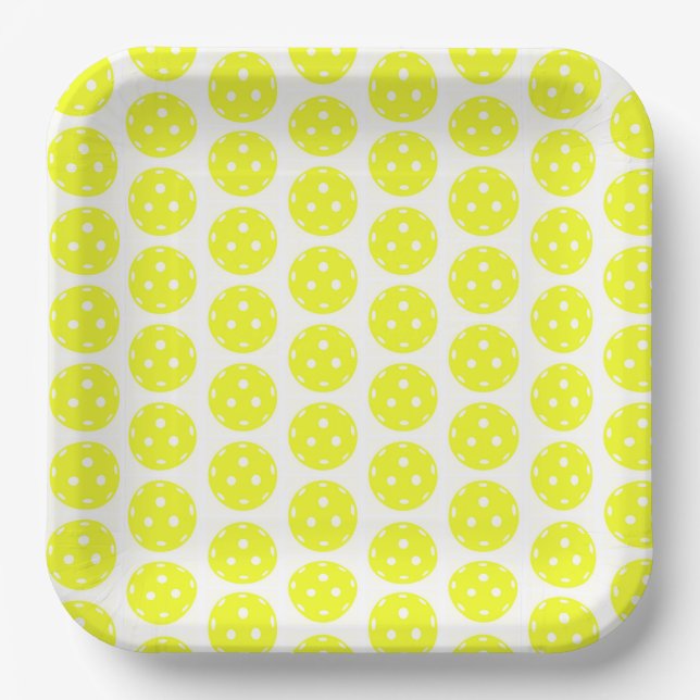 Assiettes En Carton Pickleball jaune (Recto)