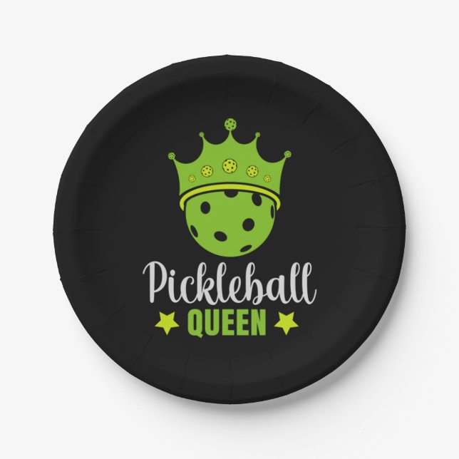 Assiettes En Carton Pickleball Queen Funny Pickball Ball Queen (Devant)