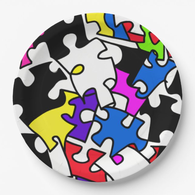 Assiettes En Carton Pièces de puzzle (Devant)