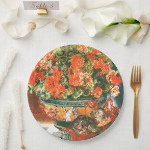 Assiettes En Carton Pierre-Auguste Renoir Geraniums Et Chats
