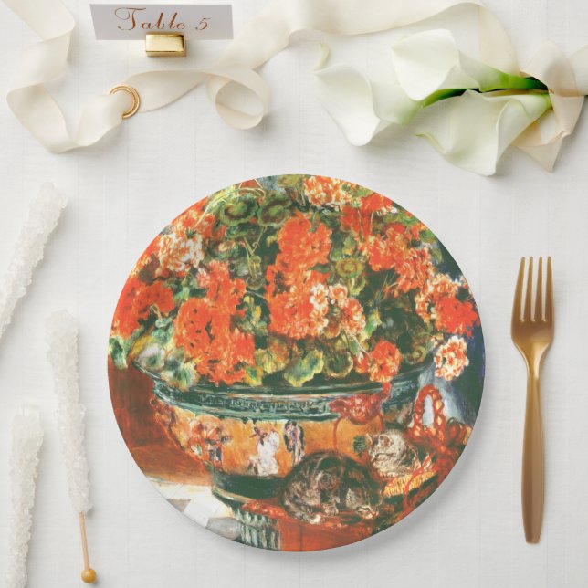 Assiettes En Carton Pierre-Auguste Renoir Geraniums Et Chats (Mariage)