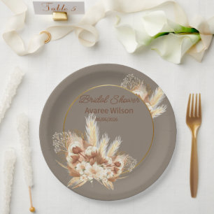 Assiettes En Carton Pierre Chaude Boho Pampas Douche en laiton