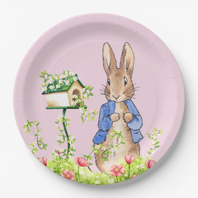 Assiettes En Carton Pierre le lapin dans son jardin (Devant)