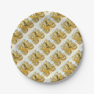 Assiettes En Carton Pieuvre marine peinte calmar Kraken