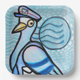 Assiettes En Carton Pigeon Voyageur Humour Postal