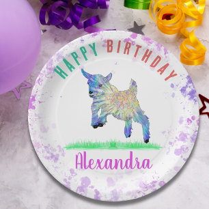 Assiettes En Carton Pigmy Goat Girls Anniversaire Nom de la fête