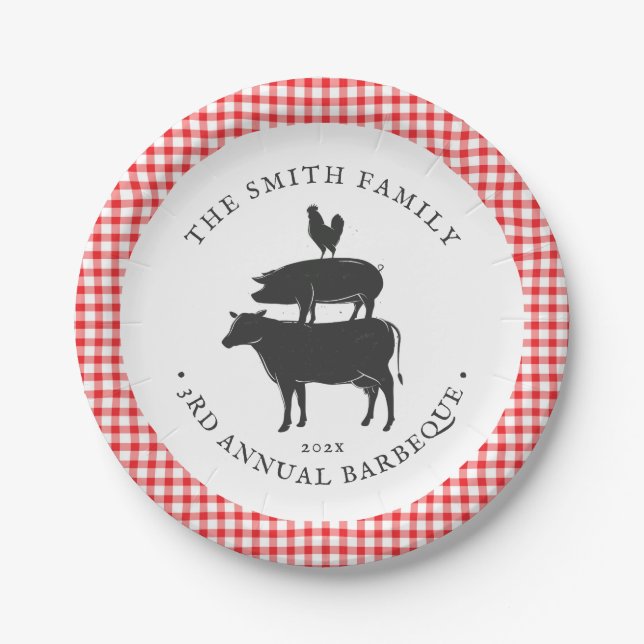 Assiettes En Carton Pile animale| Barbecue familial (Devant)