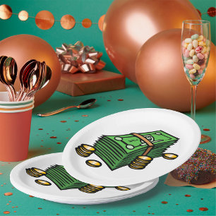 Assiettes En Carton Pile d'argent avec pièces d'argent