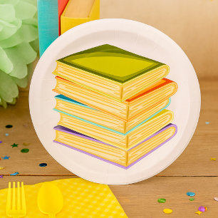 Assiettes En Carton Pile de livres Lover Art et lecture