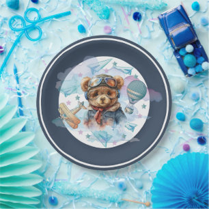 Assiettes En Carton Pilote Teddy Bear Baby shower d'anniversaire