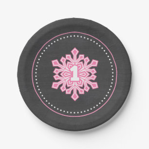 Assiettes En Carton Pin lunatique d'anniversaire de flocon de neige