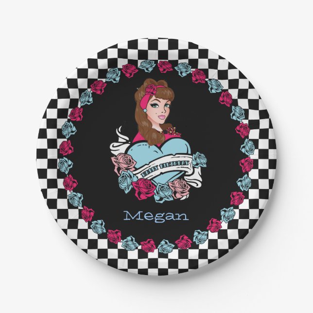 Assiettes En Carton Pin-up, Rock-A-Billy (Devant)