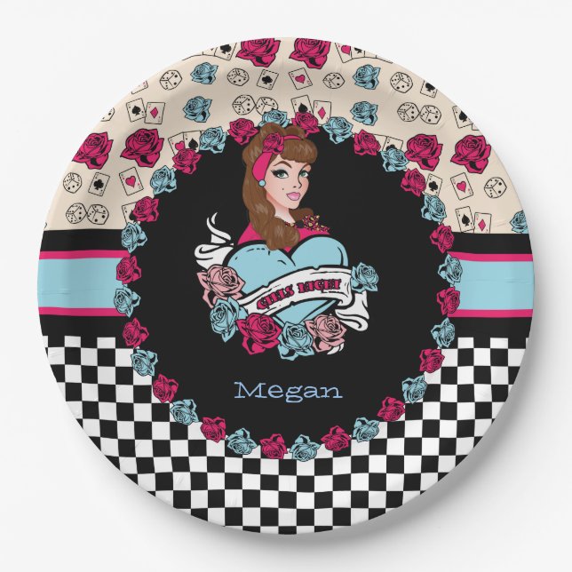 Assiettes En Carton Pin-up, Rock-A-Billy (Devant)