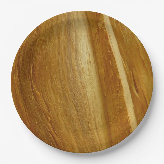 Assiettes En Carton Pine Wood II Faux Texture en bois (Devant)