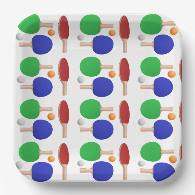 Assiettes En Carton Ping Pong Table Tennis Anniversaire (Recto)