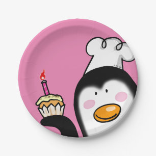 Assiettes En Carton Pingouin customisé de petit gâteau de joyeux