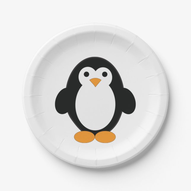 Assiettes En Carton Pingouin de caricature (Devant)