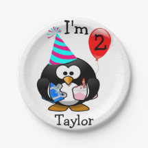 Pingouin de dessin personnalisé 2e fête d'annivers