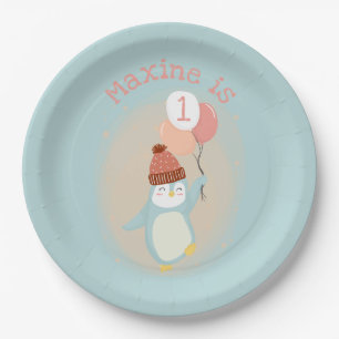 Assiettes En Carton Pingouin mignon avec ballons