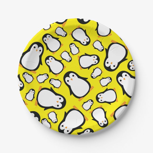 Assiettes En Carton Pingouin mignon Plaques d'hiver 1er anniversaire (Devant)