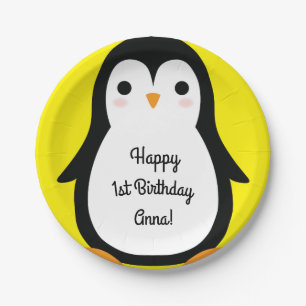 Assiettes En Carton Pingouin mignon Plaques d'hiver 1er anniversaire
