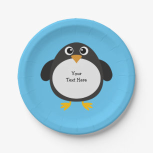 Assiettes En Carton Pingouin potelé personnalisé